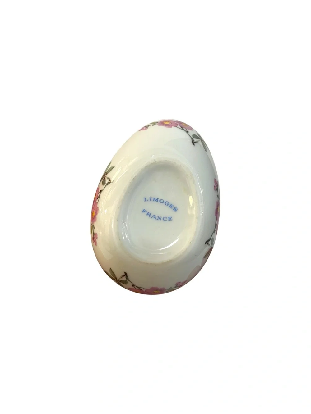 Vintage Limoges France Porcelain Egg Trinket Box Birds Flowers Floral 4”